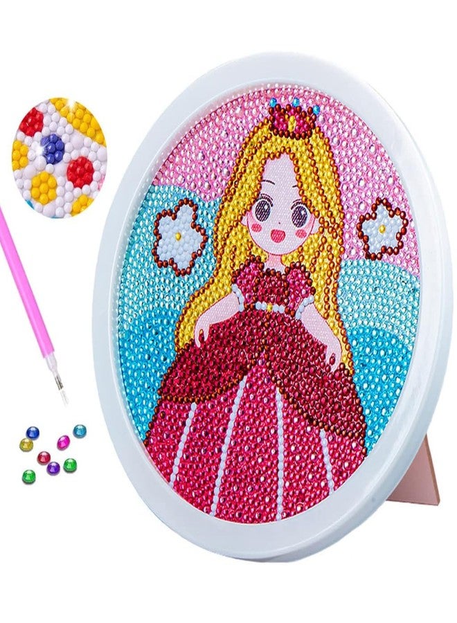 TREXEE 5D Diamond Painting Kits for Kids Wooden Frame Diamond Arts and Craft Kit Cartoon Princess Diamond Art Kit with Frame & Tool Art Craft DIY Desk Decoration for Girls 6-8 9-12 Gift for Kids - Image 1